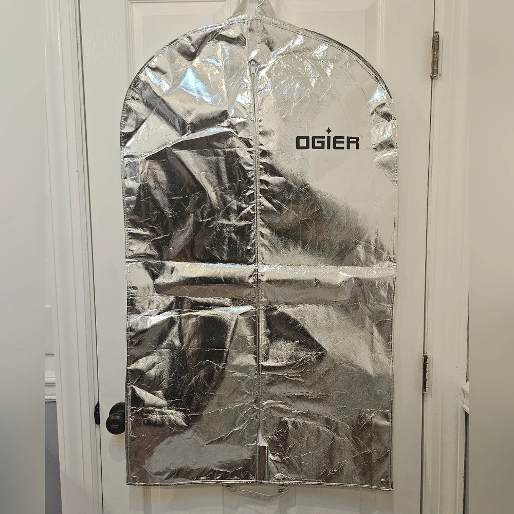 2 Ogier garment bags/suit carrier silver and white